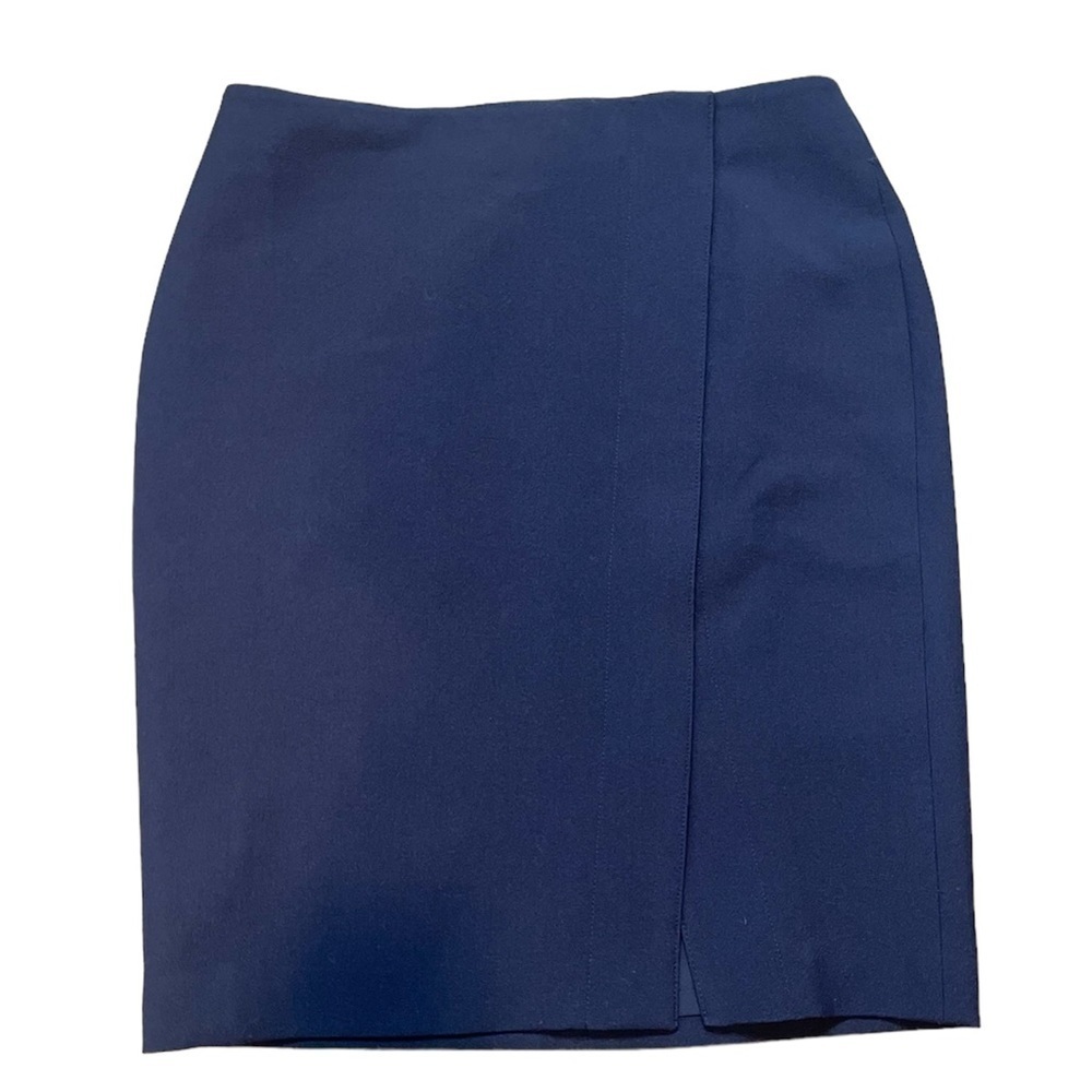 Talbots‎ Women Petites Navy Wrap Lined Skirt Size 10P